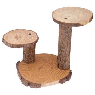 2- Tier Tree Bark Server for Cake Meats Cheeses and Crackers Wood Plant Stand Indoor Plant Holder Rustic Decoration