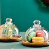 3 Sets Cake Display Stand with Dome Cover Glass Cake Plate with Dome Wooden Bread Display Boxes Clear Cheese Cloche Dome Dessert Tray Cupcake Holder view 4