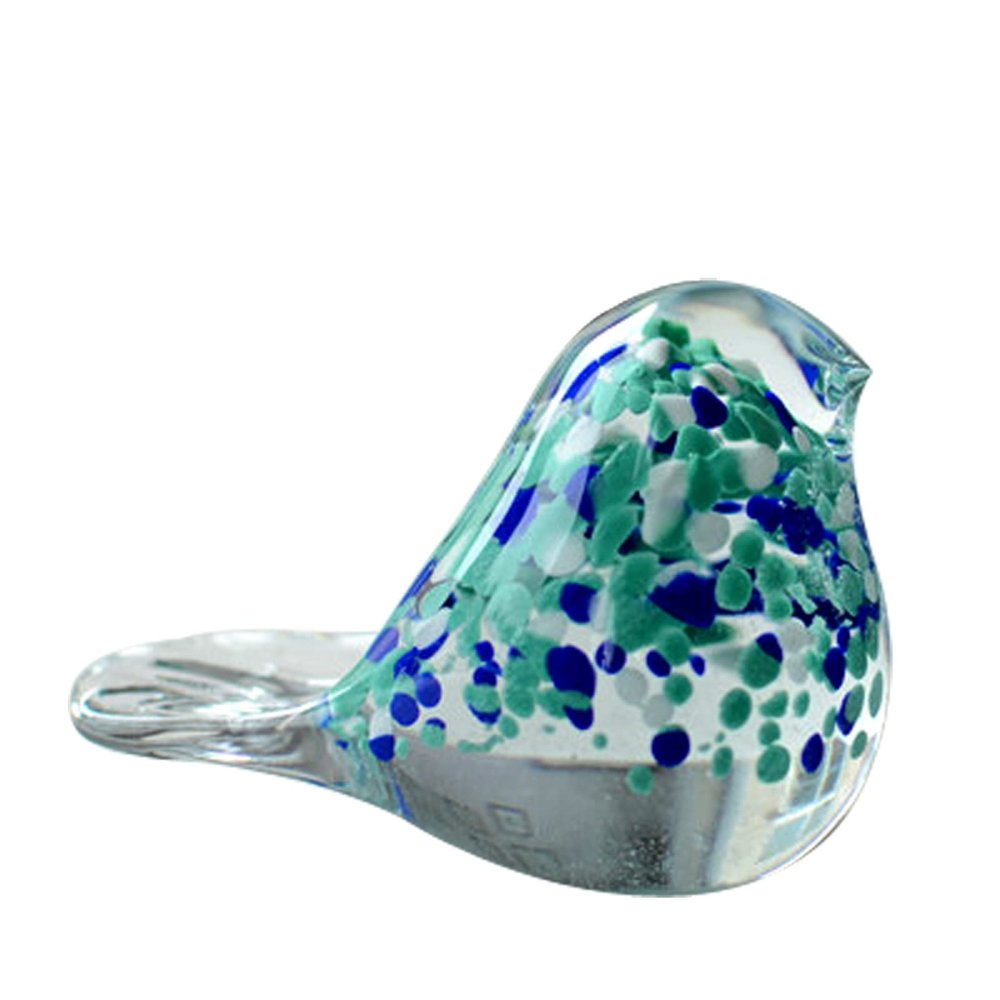 DECRZPB Coloured Glaze Handmade Glass Green Bird Sparrow Dove Figurine Blown Glass Paperweights Birthday Gift Table Ornaments Home Decor