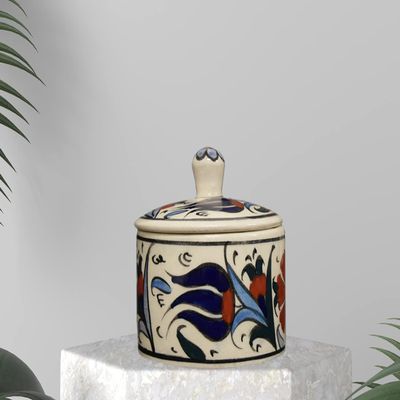 EliPOT Ceramic Sugar Holder, Ceramic Sugar Holder, Ceramic Table Sugar Holder (White and Dark Blue)