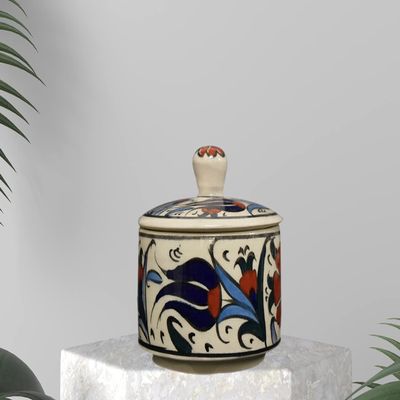 EliPOT Ceramic Sugar Holder, Ceramic Sugar Holder, Ceramic Table Sugar Holder (White and Red)