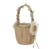 BEIJIALY 2PCS Rustic Wedding Flower Girl Basket,Delicate Ring Basket,Burlap Flower Basket with Handle and Daisy for Anniversary Celebrations Party Decoration view 4