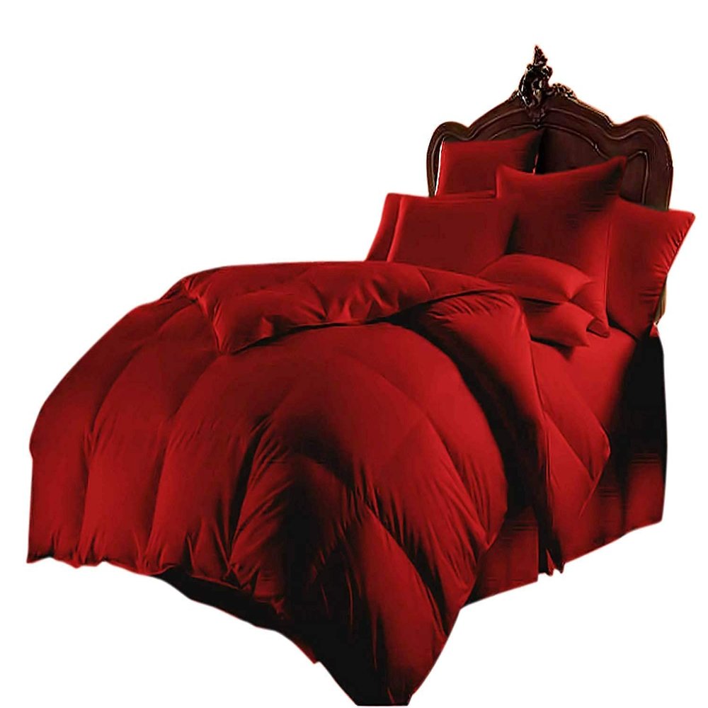 luxuriousdeals 800 Thread Count 100% Egyptian Cotton 300 GSM Goose Down Alternative 3 PC Comforter Set -(1 PC Comforter and 2 Pillow Case) Full Size Burgundy