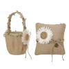 BEIJIALY Burlap Ring Bearer Pillow and Basket Set,Burlap Lace Pillow for Wedding Ceremony Lace Bow Gift Ring Decoration Pillow Cushion view 1
