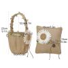 BEIJIALY Burlap Ring Bearer Pillow and Basket Set,Burlap Lace Pillow for Wedding Ceremony Lace Bow Gift Ring Decoration Pillow Cushion view 2
