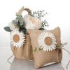 BEIJIALY Burlap Ring Bearer Pillow and Basket Set,Burlap Lace Pillow for Wedding Ceremony Lace Bow Gift Ring Decoration Pillow Cushion view 4