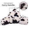 A Nice Night Faux Fur Reading Pillow Bed Wedge Large Adult Children Backrest with Arms Back Support for Sitting Up in Bed/Couch for Bedrest,whiteBlack view 2
