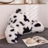 A Nice Night Faux Fur Reading Pillow Bed Wedge Large Adult Children Backrest with Arms Back Support for Sitting Up in Bed/Couch for Bedrest,whiteBlack view 3
