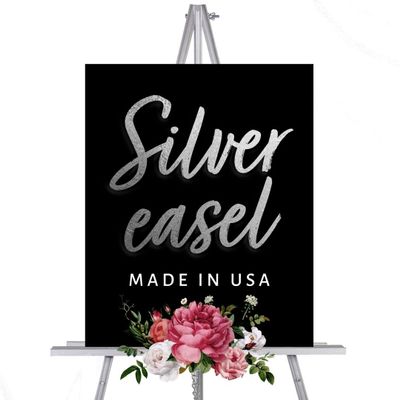 Funeral Easel Stand, Black Easel Stand For Picture, Acrylic Sign Stand, Easel for Memorial Service, Beveled Wood, 65 Inch Tall, Wooden Floor Easels for Display, Choose from Gold, Silver, Rose Gold, White, Black and Natural (Silver (Painted))