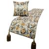 The HomeCentric King/Queen/Twin Grey & Yellow Decorative Full 68"x18" Bed Runner with Pillow Cover, Peacock, Quilted & Tassels Bed Scarf on Satin Fabric - Peacock Swag view 1