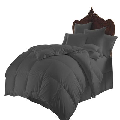 luxuriousdeals 800 Thread Count 100% Egyptian Cotton 300 GSM Goose Down Alternative 3 PC Comforter Set (1 PC Comforter and 2 Pillow Cases) Full Size Dark Gray