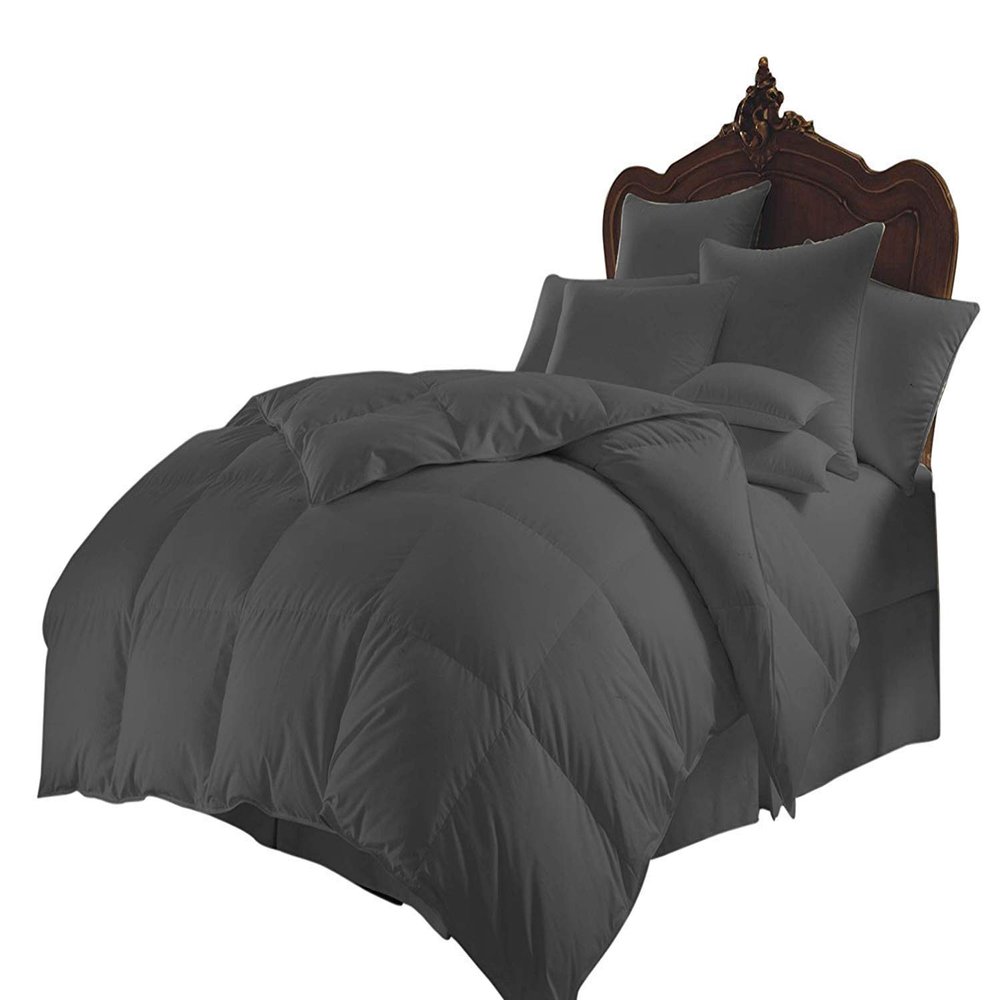 luxuriousdeals 800 Thread Count 100% Egyptian Cotton 300 GSM Goose Down Alternative 3 PC Comforter Set (1 PC Comforter and 2 Pillow Cases) Full Size Dark Gray