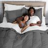luxuriousdeals 800 Thread Count 100% Egyptian Cotton 300 GSM Goose Down Alternative 3 PC Comforter Set (1 PC Comforter and 2 Pillow Cases) Full Size Dark Gray view 4