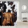 Highland Cattle Shower Curtains,Cow Fur Bathroom Curtains for Kids Teens Adult,Farmhouse Animals Cowhide Waterproof Bath Curtains,with 12 Hooks Suits for Bathtub, 72" W x 78" L,Black White Brown view 2