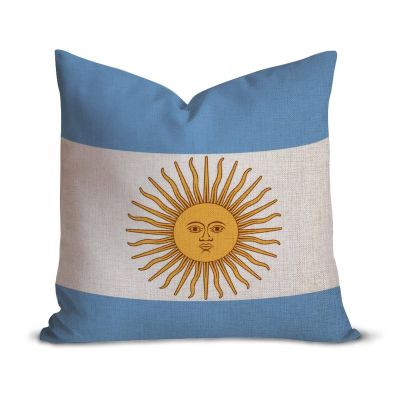 Argentina Flag Farmhouse Decorative Throw Pillow Case 22 x 22 Inch, Vintage Retro Rustic Flag Cushion Cover Case, Patriotic Square Pillow Case Cotton Linen Cushion Case for Mom Dad Friends Gift