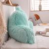 A Nice Night Faux Fur Reading Pillow Bed Wedge Large Adult Children Backrest with Arms Back Support for Sitting Up in Bed/Couch for Bedrest,Aqua view 4