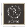 Blank Farmhouse Sign Wreath Monogram SVG, Family Name Initial Welcome Farmhouse Sign 12" x 12" Rustic Wood Picture Frame Sign - Wood view 2