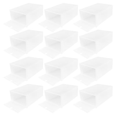 Ipetboom Shoe Storage Box Set 12pcs Thicken Plastic Shoe Containers Foldable Small Items Organizer Portable for Home