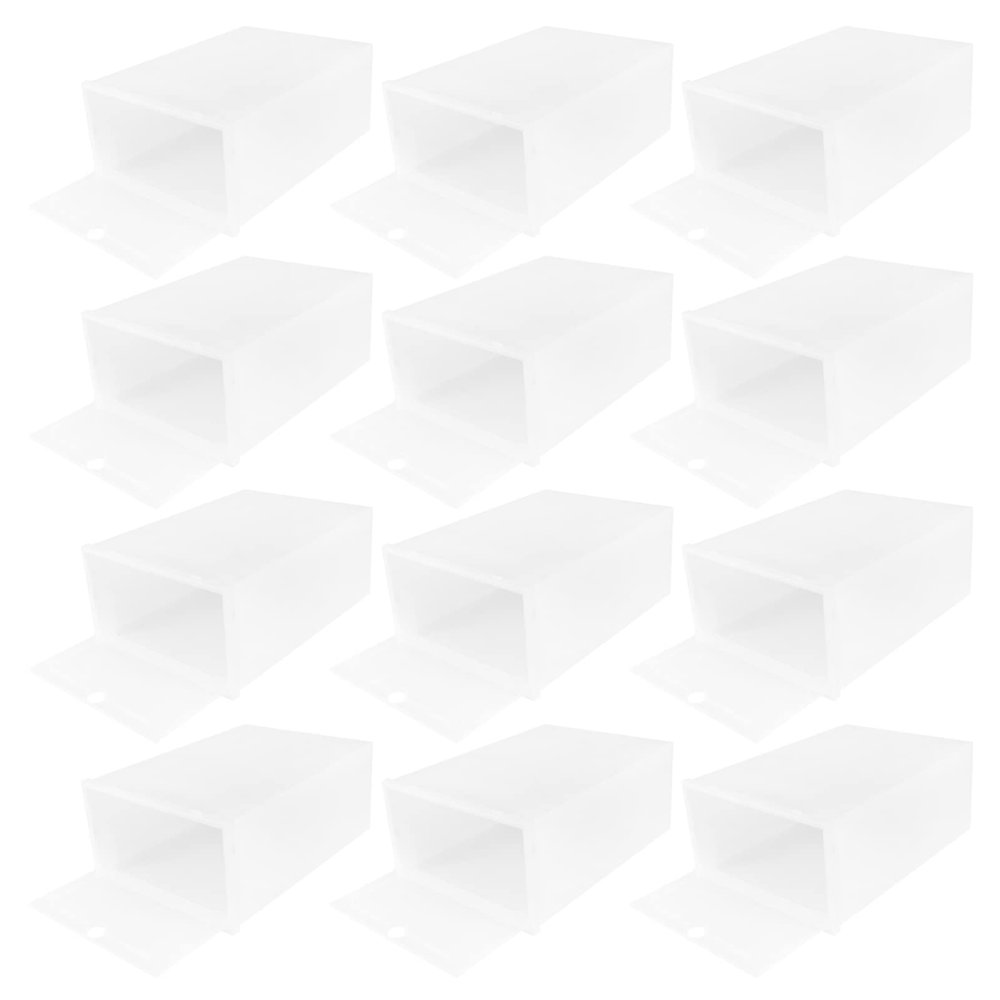 Ipetboom Shoe Storage Box Set 12pcs Thicken Plastic Shoe Containers Foldable Small Items Organizer Portable for Home