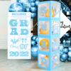 Grad Boxes with Letters 2022 Blue - Pack of 4 | Grad Balloon Boxes 2022 for Graduation Party Decorations 2022 | Blue Grad Boxes for Balloons for Class of 2022 Decorations | Blue Graduation Boxes 2022 view 1