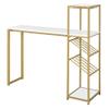 Furniture of America Regea Contemporary Metal Bar Table with Wine Shelf in Gold view 1