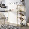 Furniture of America Regea Contemporary Metal Bar Table with Wine Shelf in Gold view 2