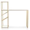 Furniture of America Regea Contemporary Metal Bar Table with Wine Shelf in Gold view 4