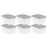 Amazon Basics Plastic Storage Containers with Secure Latching Lids, Stackable Organization Bins, Clear/Grey, 32 Quart, Set of 6 view 1