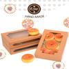 qiqee 50Packs Auto-pop up Kraft Cookie Boxes for Gift Giving 8x5.3x2 inch Brown Treat Box with Window One Second Folding Bakery Box for Donuts Candies and Biscuit view 2