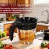 1000ml Gravy Fat Separator Oil Separator with Bottom Release - Gravy Separator Food Strainers, Oil Separator Measuring Cup view 2