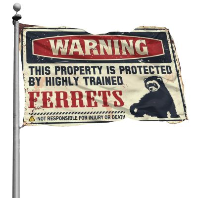 Abipuir Room Banners Warning This Property is Protected by a Highly Trained Ferrets Flag Room Flags For Girls (Size : 60X90CM)