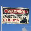 Abipuir Room Banners Warning This Property is Protected by a Highly Trained Ferrets Flag Room Flags For Girls (Size : 60X90CM) view 2