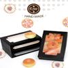 qiqee 36Packs Auto-pop Black Cookie Boxes for Gift Giving 8x5.3x2 inch Black One Second Fold Bakery Box with Window Treat Box for Donuts Candies and Biscuit view 2
