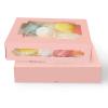 qiqee 36Packs Auto-pop Pink Cookie Boxes for Gift Giving 8x5.3x2 inch One Second Folding Pink Bakery Box with Window Treat Box for Donuts Candies and Biscuit view 1