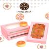 qiqee 36Packs Auto-pop Pink Cookie Boxes for Gift Giving 8x5.3x2 inch One Second Folding Pink Bakery Box with Window Treat Box for Donuts Candies and Biscuit view 2
