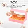qiqee 36Packs Auto-pop Pink Cookie Boxes for Gift Giving 8x5.3x2 inch One Second Folding Pink Bakery Box with Window Treat Box for Donuts Candies and Biscuit view 4