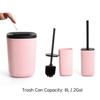Bathroom Accessories Set of 6 Complete, Toothbrush Holder, Soap Dispenser, Garbage Trash Can, Soap Dish, Toothbrush Cup and Toilet Brush Holder, Pink view 3