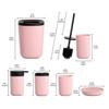 Bathroom Accessories Set of 6 Complete, Toothbrush Holder, Soap Dispenser, Garbage Trash Can, Soap Dish, Toothbrush Cup and Toilet Brush Holder, Pink view 4