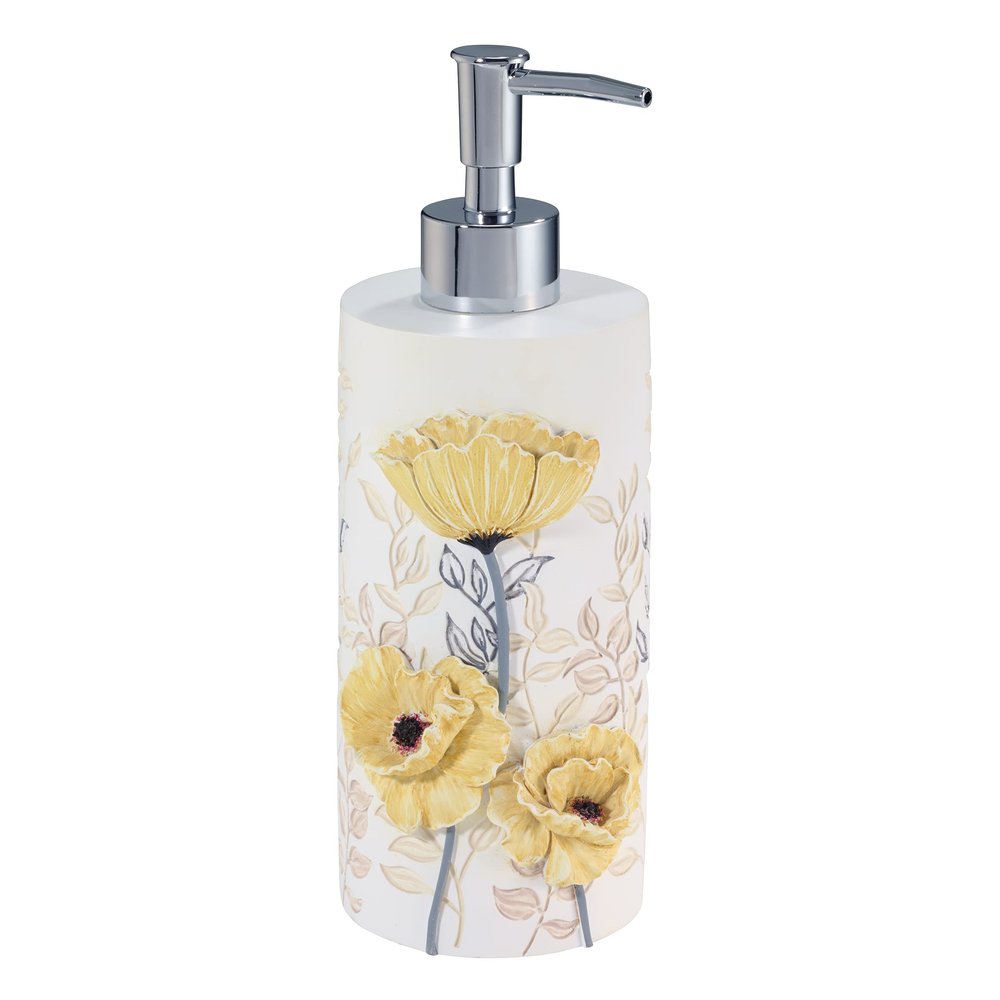 Avanti Linens - Lotion Pump, 100% Hand-Painted Resin Bathroom Accessories, Soap Dispenser, Floral Home Decor (Marielle)