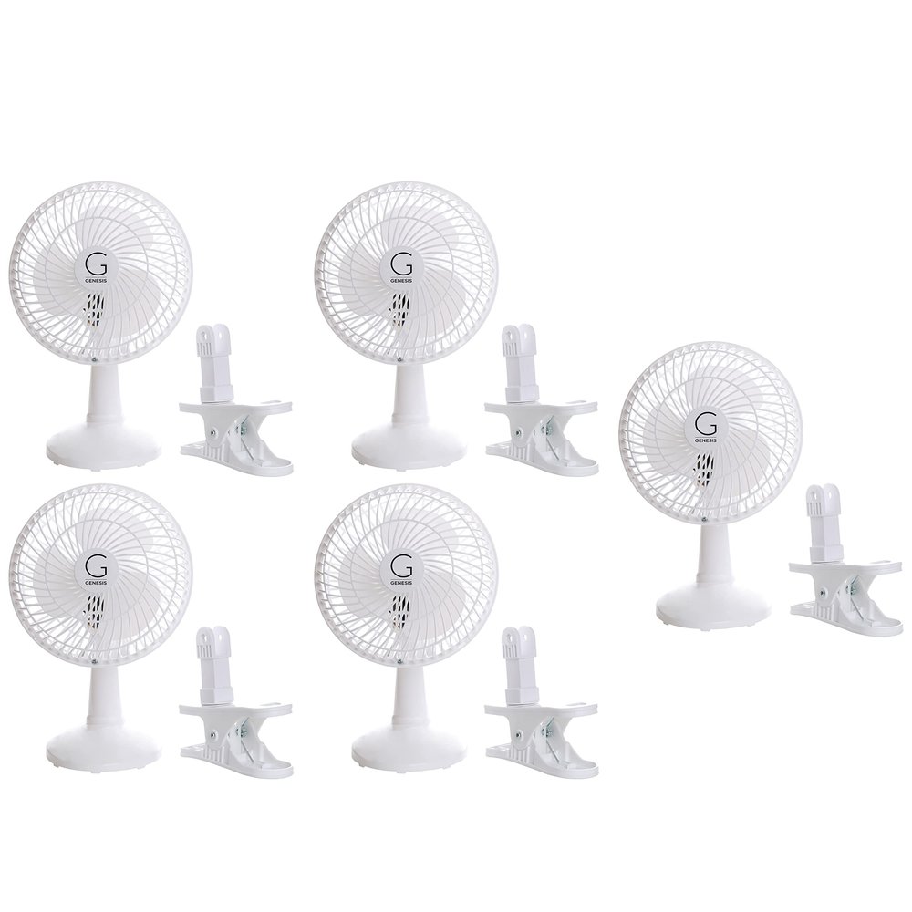 Genesis 6-Inch Clip Convertible Table-Top & Clip Fan Two Quiet Speeds - Ideal For The Home, Office, Dorm, More White (A1CLIPFANWHITE)
