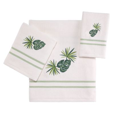 Avanti Linens - 3pc Towel Set, Soft & Absorbent Cotton Towels (Viva Palm Collection), White