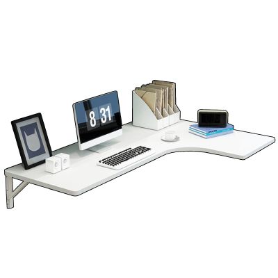 LIGUOYI Fold Down Floating Desk L-Shaped Wall Mounted Computer Desk, Drop Leaf Wooden Desk for Office Home Bedroom, Left/Right Turn Angle, 4 Colors Customizable Size Study Desk Workstation