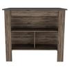 Kitchen Island, Kitchen Table 35" H, 4 Legs, 3 Open Storage Shelves, Dark Brown/Onix view 1