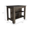 Kitchen Island, Kitchen Table 35" H, 4 Legs, 3 Open Storage Shelves, Dark Brown/Onix view 3