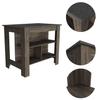 Kitchen Island, Kitchen Table 35" H, 4 Legs, 3 Open Storage Shelves, Dark Brown/Onix view 4
