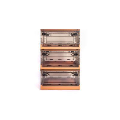 3 packs Storage Bins Side Opening, Stackable Lid Collapsible, Foldable, Easy Tidy Up with Storage Box, Ideal for Home & Office Organization Storage Cube (Medium, Orange) - Best Home Fashion
