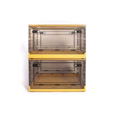 Best Home Fashion 2 packs LARGE Storage Bins Side Opening, Stackable Lid Collapsible, Foldable, Easy Tidy Up with Storage Box, Ideal for Home & Office Organization Storage Cube (Large, Yellow)