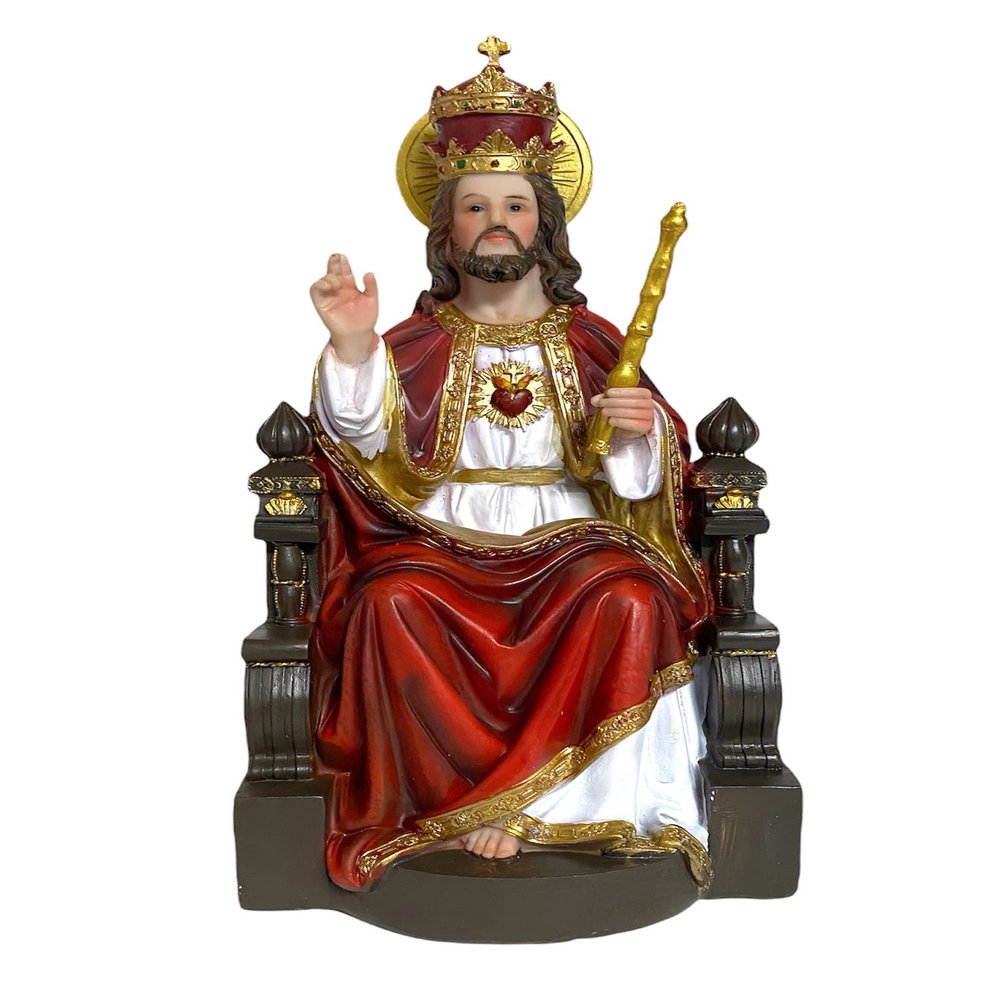 12" Inch Christ The King on The Throne Statue Figure Imagen Cristo Rey en El Trono Estatua Religious Gift Art