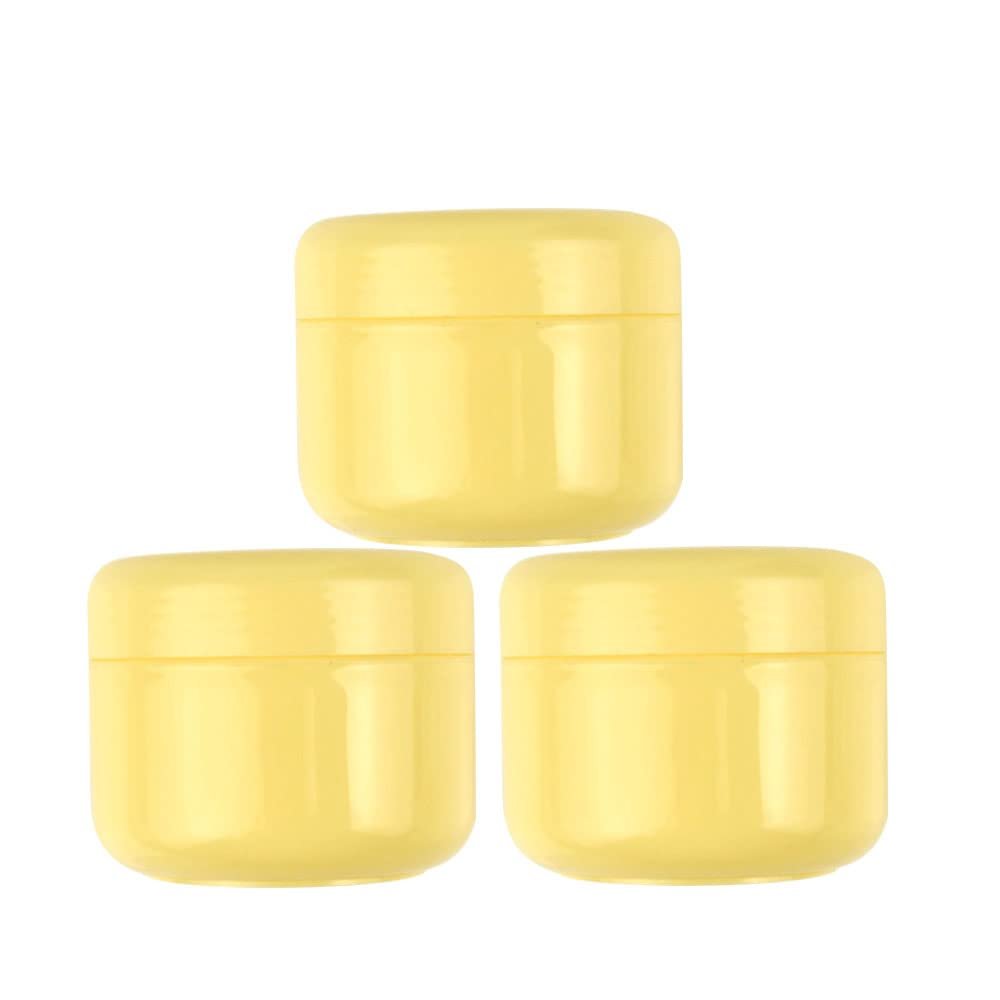 20 Pcs 100ml Plastic Cream Container Round Yellow Jars Face Cream Lotion Pot Cosmetics Storage Container DIY Makeup Sample