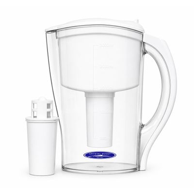 Crystal Quest Water Filter Pitcher- 12-Cup Capacity, Includes 1 Long-Life Filter, BPA Free, Meets NSF Standard 42 - Filters up to 2,000 Gallons Alkalizing/White